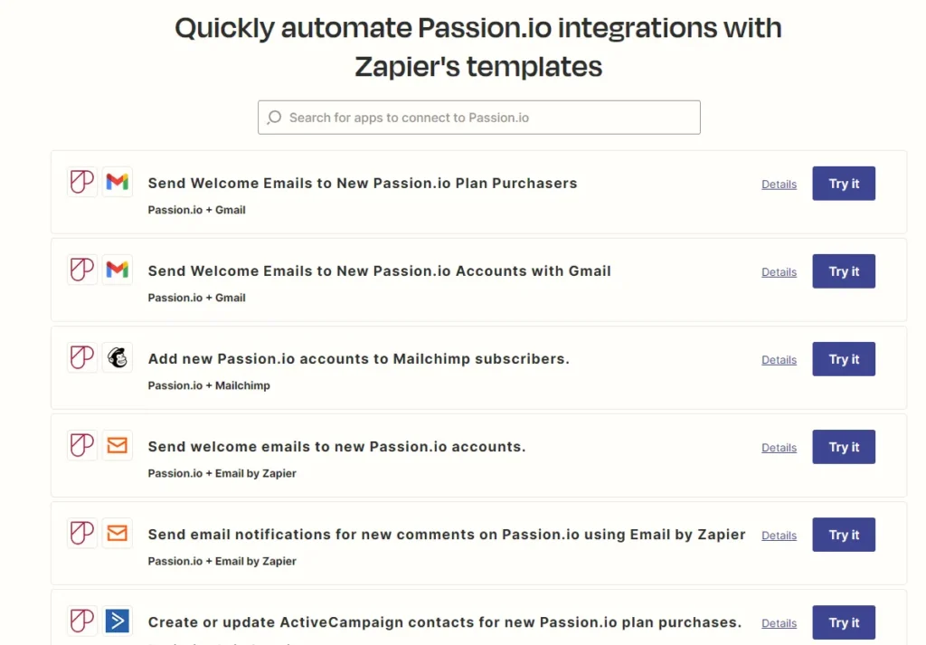 Passion.io and Zapier Integration